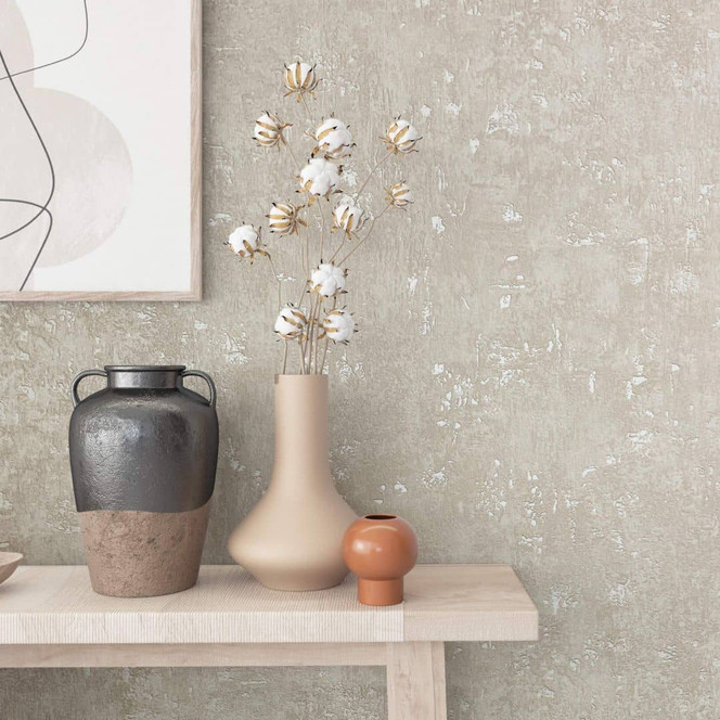 Vliestapete in glänzender Betonoptik beige Struktur