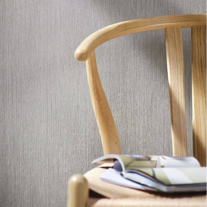 Vliestapete mit feinen Linien und leichter Struktur grau, beige Uni