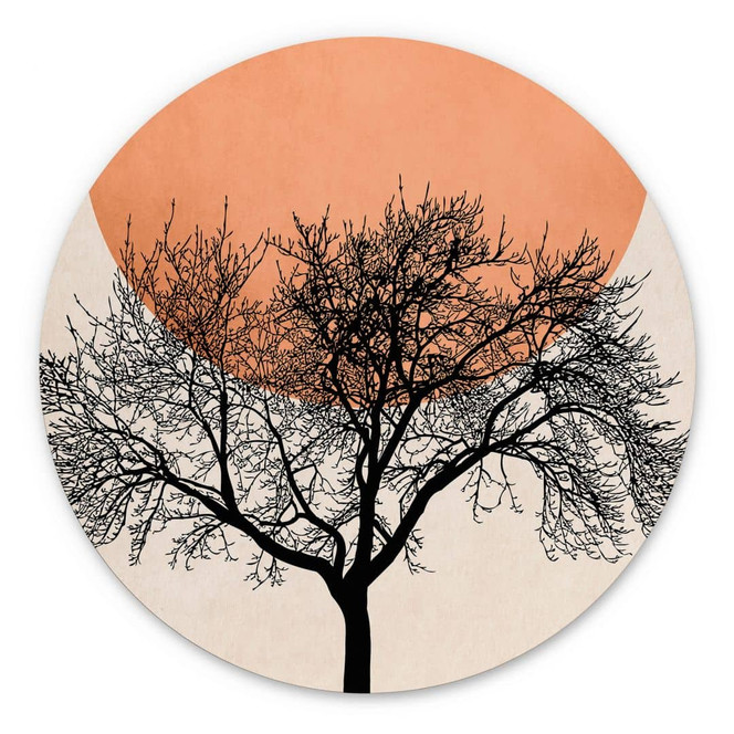Wandbild Wintermorgen in Pfirsichfarben - Kubistika - Alu-Dibond - Rund