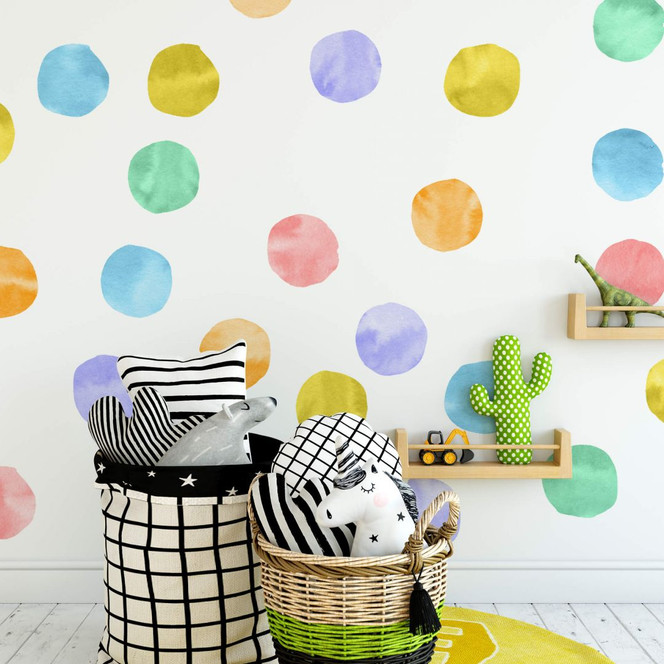 Wandtattoo Aquarell Kreise bunt - 102x130cm - 30-teilig - Bild 1