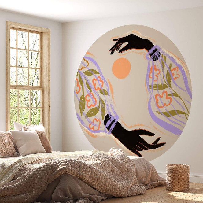 Fototapete Arty Guava - Umarme die Sonne - Rund - Selbstklebend/Vlies