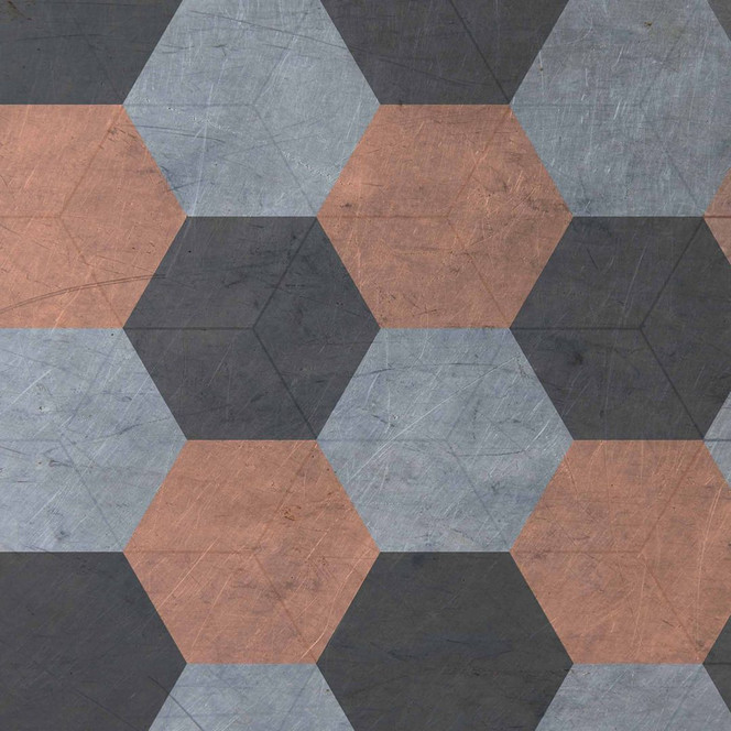 Fototapete Grafische Motive Hexago2 in grau beige - Vliestapete Designwalls 2 - 2.55x3.5 m