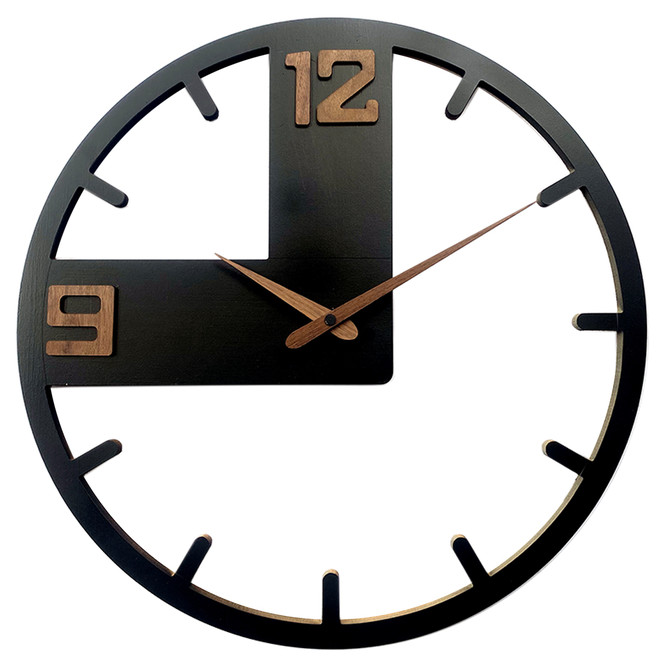 Holz-Wanduhr | MDF | mattschwarz, rund, Ø40 cm