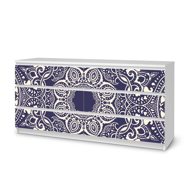 Möbelfolie IKEA Malm Kommode 6 Schubladen (breit) - Blue Mandala- Bild 1