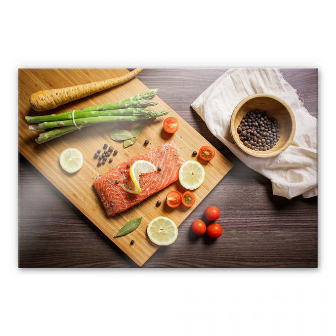 Acrylglasbild Frischer Lachs