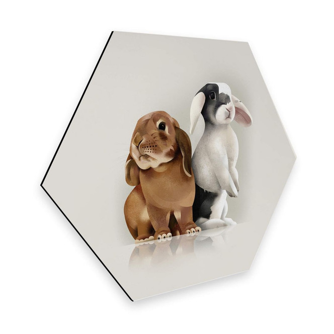 Hexagon - Alu-Dibond Braun - Bunny Love