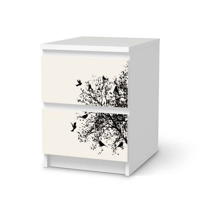 Möbelfolie IKEA Malm Kommode 2 Schubladen - Tree and Birds 2- Bild 1