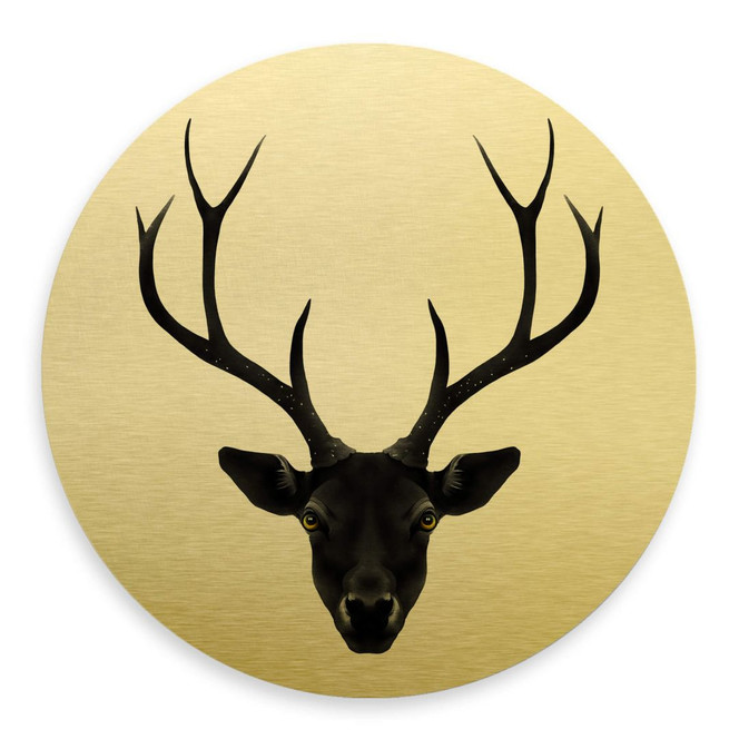 Alu-Dibond mit Goldeffekt Ireland - The Black Deer - Rund