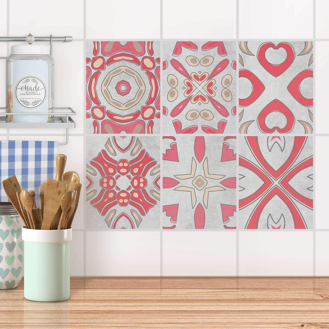 Fliesenaufkleber Set rechteckig - Strawberry Cheese Tile