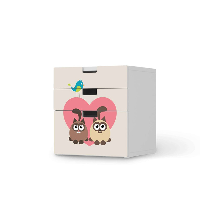 Folie IKEA Stuva / Malad Kommode - 3 Schubladen - Cats Heart- Bild 1
