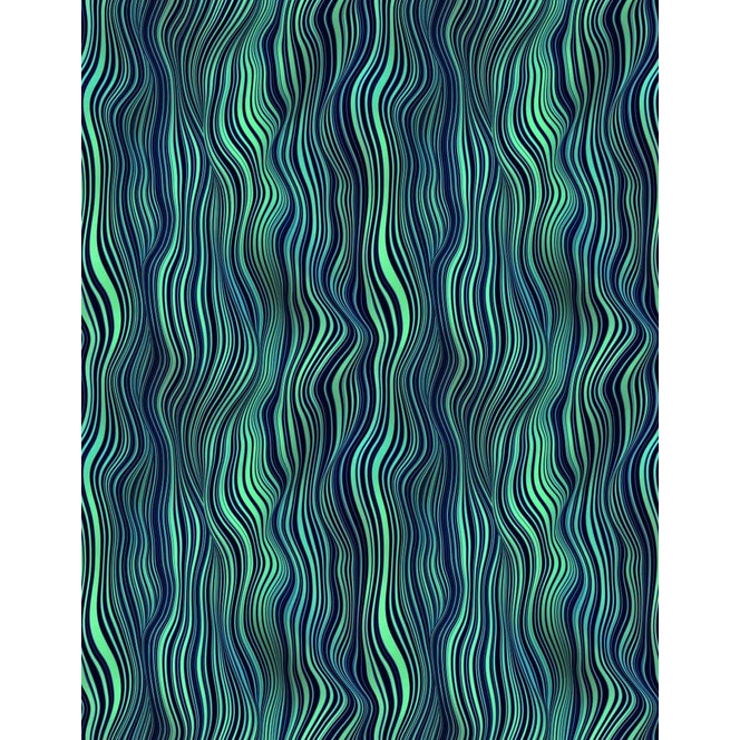 Fototapete Wandtapete mit Motiv Wellenlinien Muster in Blaugrün und Navy 3.4 x 2.65 m