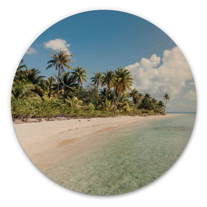 Holzbild Palmenstrand in der Südsee - Colombo - Rund