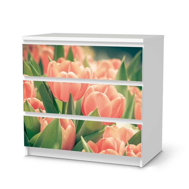 Klebefolie IKEA Malm Kommode 3 Schubladen - Tulips for You- Bild 1