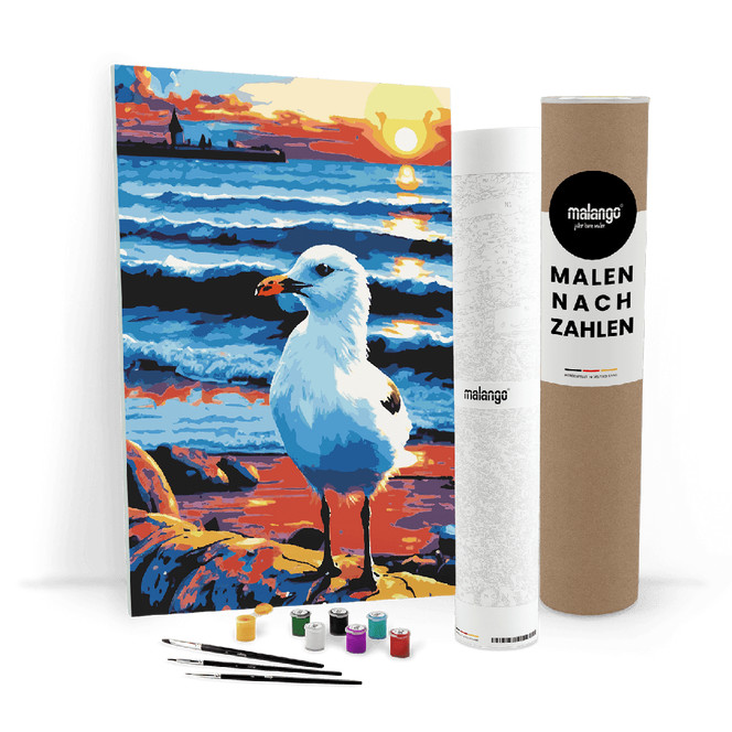 Malen nach Zahlen Leinwandbild - Möwe Martha
