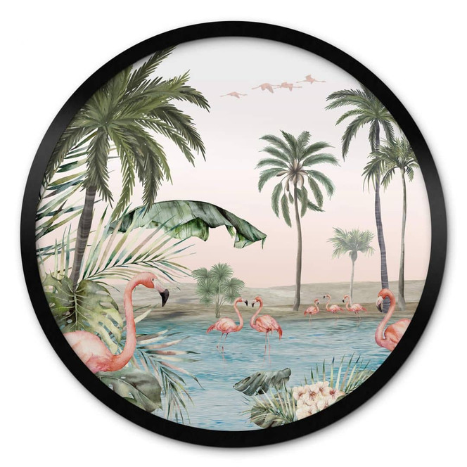 Poster Kikki Belle - Flamingo Oase - Rund
