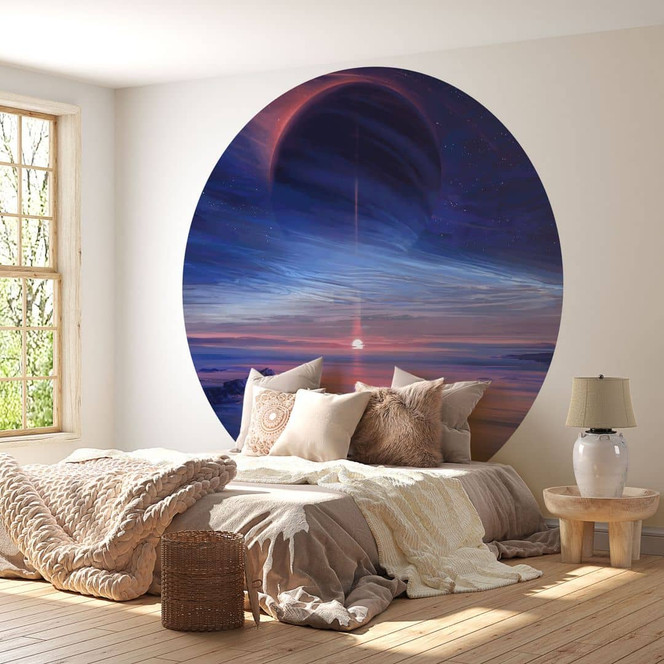 Fototapete Landschaft mit Erde und Galaxie - Rund - Aenami - Selbstklebend/Vlies