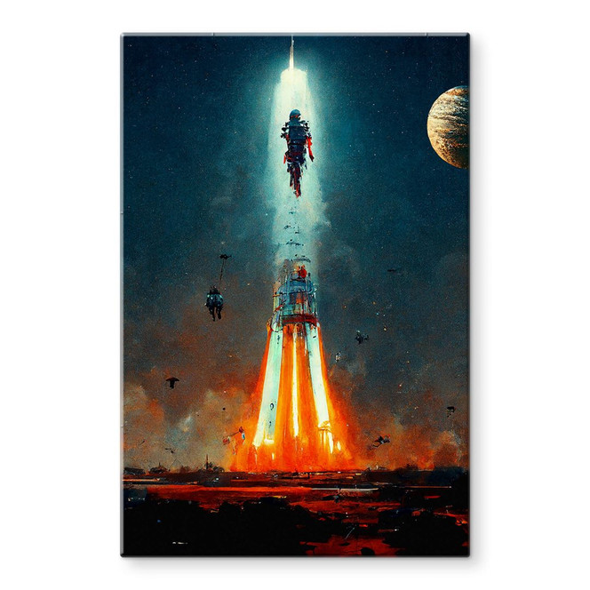 Glasbild Heine - Ab ins All - Raketenstart - Astro Cruise
