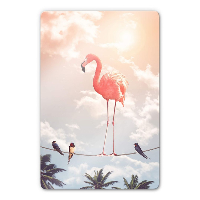 Glasbild Loose - Flamingo and Friends