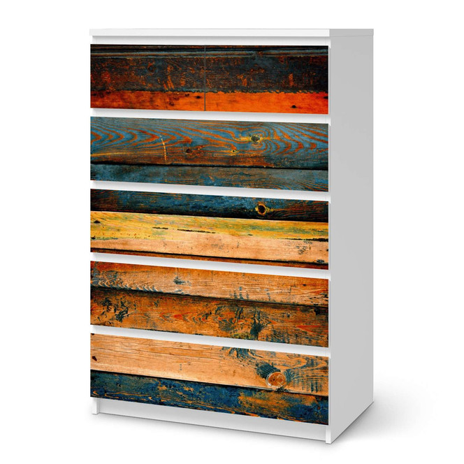Möbel Klebefolie IKEA Malm Kommode 6 Schubladen (hoch) - Wooden- Bild 1