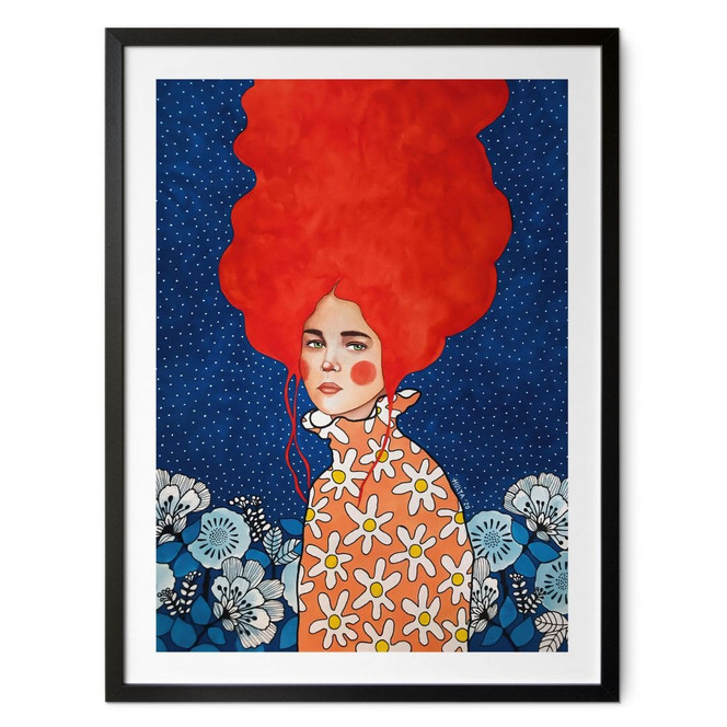 Poster Frau mit rotem Haar und Blüten - Hülya