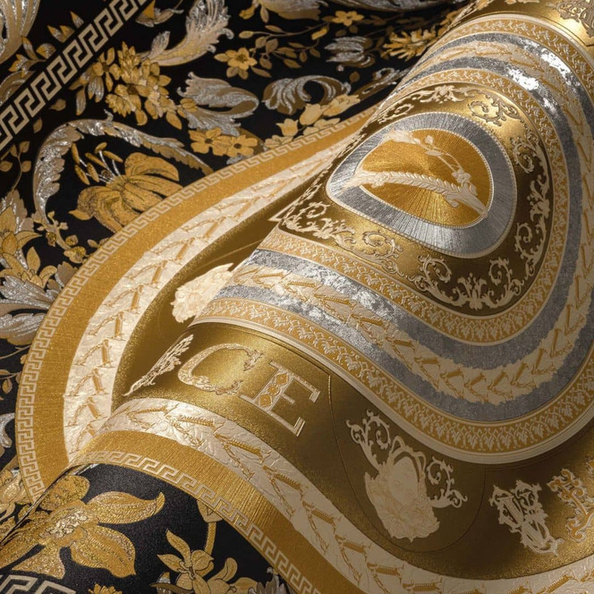 Versace Home Tapete Gold Schwarz klassische Luxus Designer Vliestapete floral