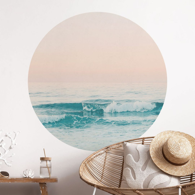 Wandtattoo Blaues Meer trifft auf rosa Himmel in Griechenland - Sisi & Seb - Rund