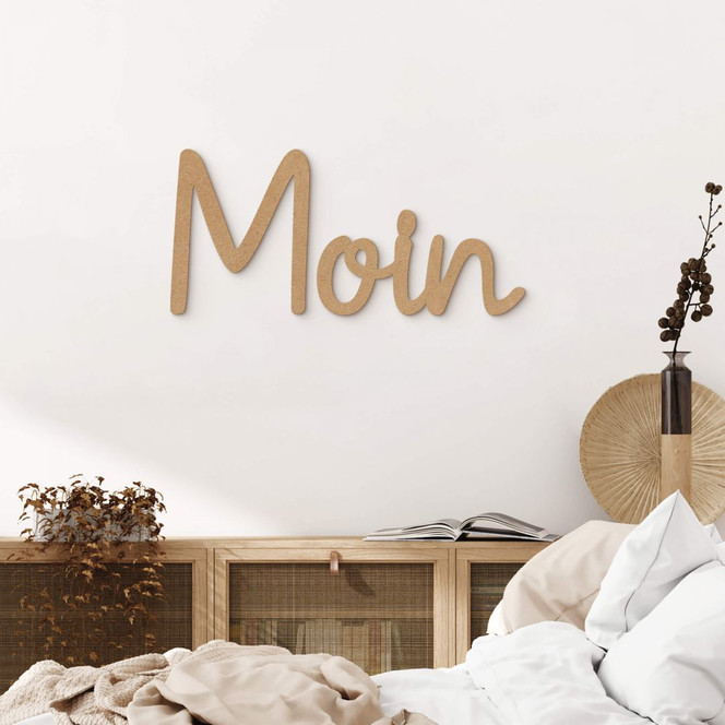 3D Schriftzug Moin - norddeutscher Gruss - MDF Natur