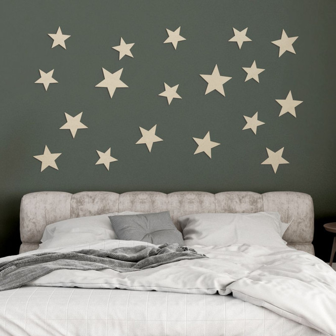 3D Wanddeko Sterne Set - Holzdeko Pappel für Kinderzimmer | Schlafzimmer