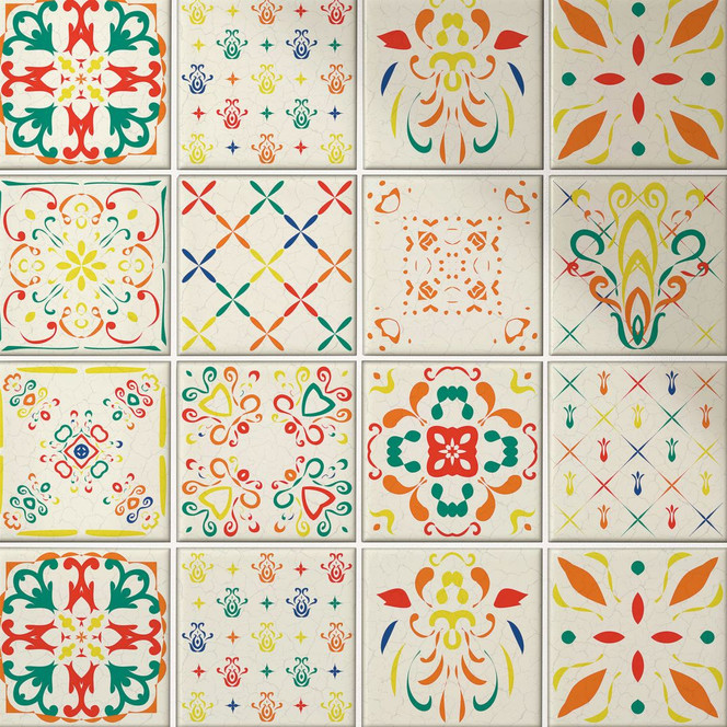 Fliesenaufkleber Villa Kunterbunt - 12er Set