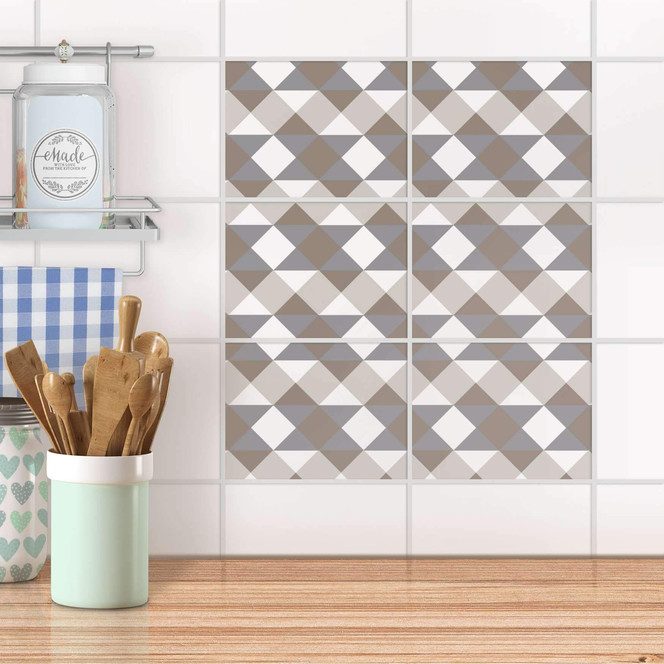 Fliesenfolie quer - Triangle Pattern - Grau