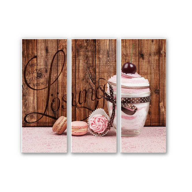 Hartschaumbild Kein Kuchen ist auch keine Lösung (3-teilig)