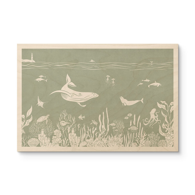 Holzbild Korallenriff und Meerestiere - Eine Reise ins Grüne - Kikki Belle