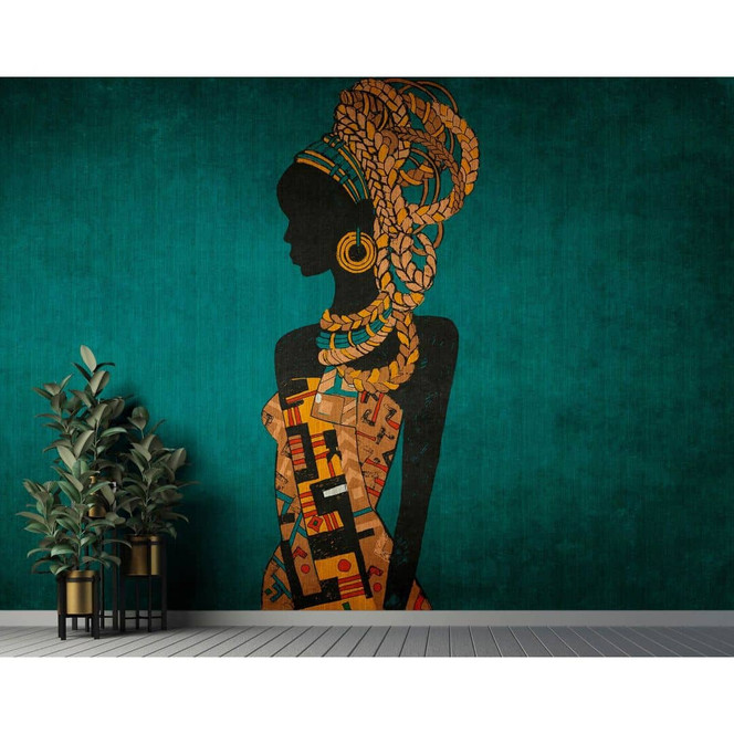 Livingwalls Fototapete Walls by Patel 3 Nairobi 2 grün, blau, gelb, schwarz, rot - Bild 1