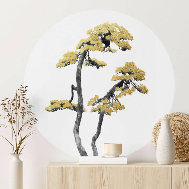 Pflanzen Wandtattoo - Blühender Bonsai - Rund - Amini
