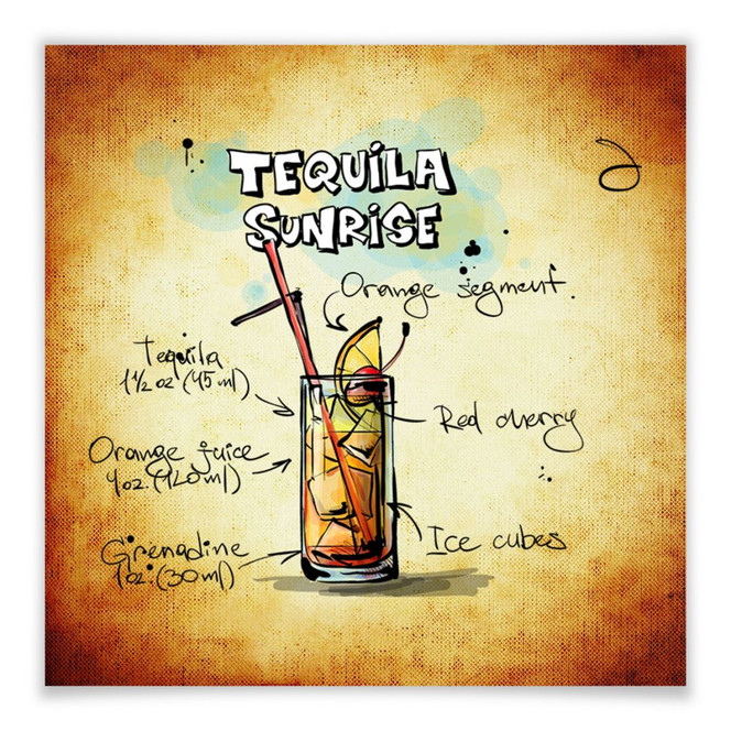 Poster Tequila Sunrise - Rezept