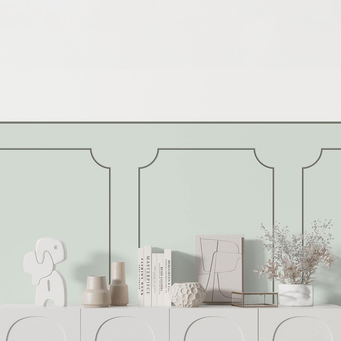 Wandpaneele Wandverkleidung mint-pastell mit Zierleistenoptik