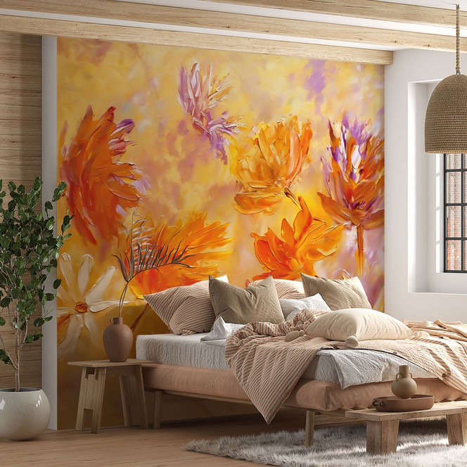 Fototapete Goldener Blütenrausch | Blumen Tapete - Pomata