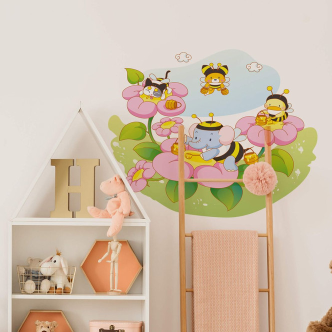 Wandtattoo Die vier Tierfreunde - Honigsammler