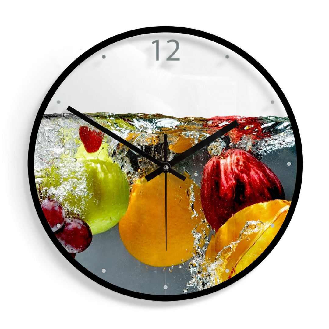 Wanduhr aus Glas - Erfrischendes Obst Ø30cm