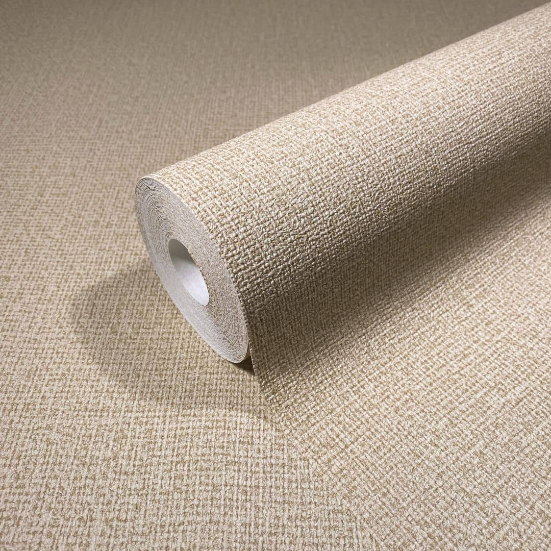 Vliestapete in textilem Uni beige Struktur