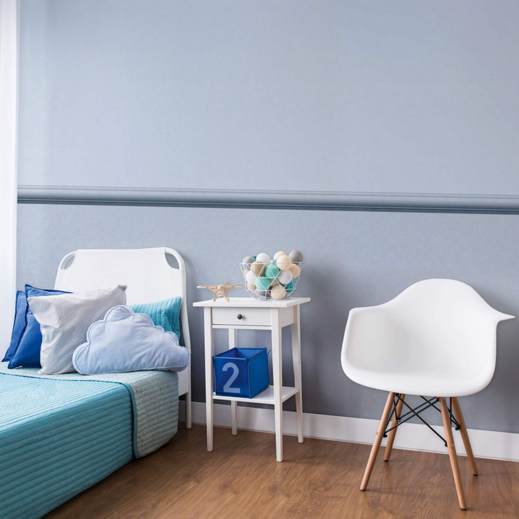 Vliestapete mit einfarbiger Struktur blau Uni - WA445073