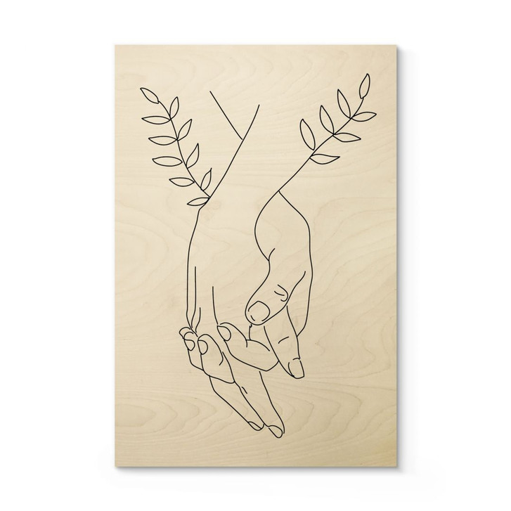 Holzbild Line Art - Liebespaar Händchen haltend - Lizde - WA425633