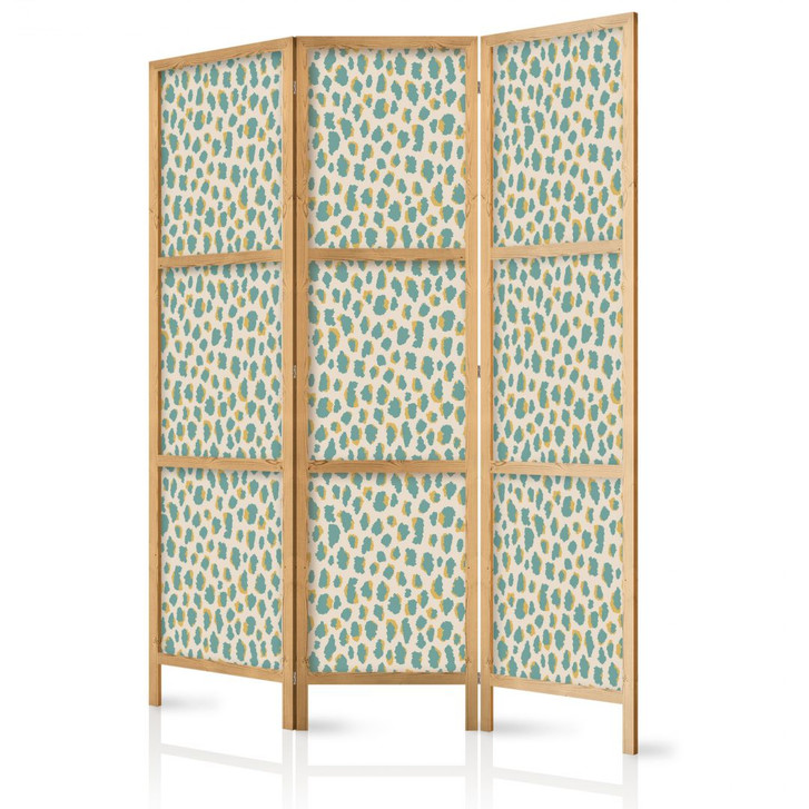 Japanischer Paravent, Raumteiler freistehend, Trennwand - Giraffe Pattern in Turquoise Spots - WA455098