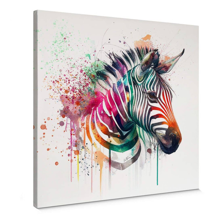 Leinwandbild Heine - Regenbogen Zebra - Quadratisch - WA403665