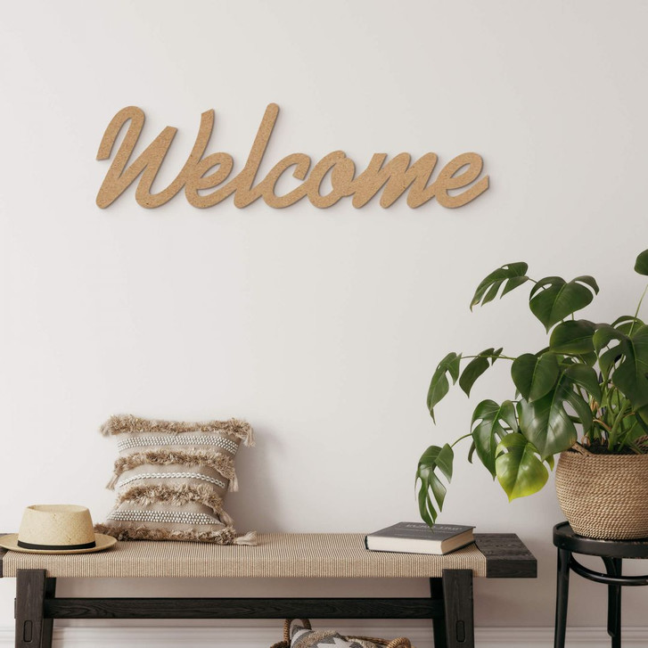 MDF-Deko 3D Schriftzug Welcome - Natur - WA510332