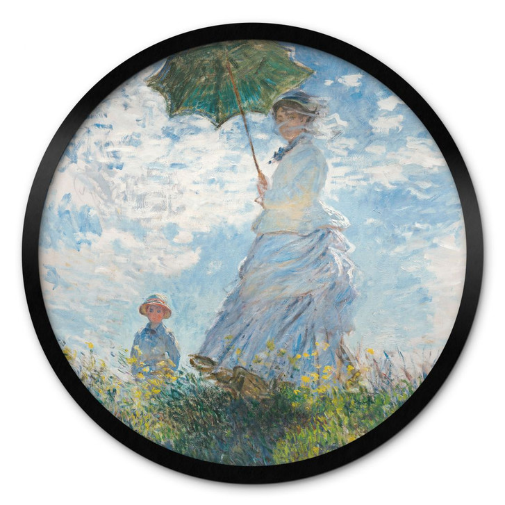 Poster Monet - Frau mit Sonnenschirm - Madame Monet und ihr Sohn - Rund - WA448203