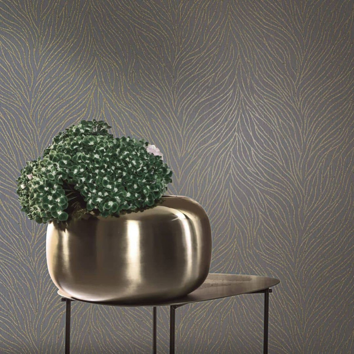 Vliestapete mit glänzenden Linien in Fell-Muster braun, gold Grafisch - WA451088