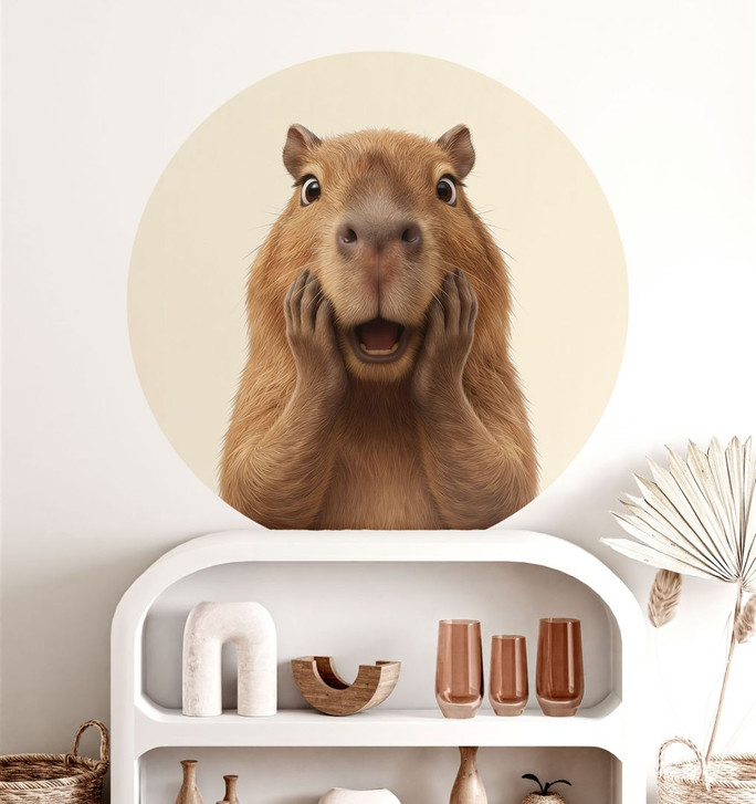 Wandtattoo Überraschtes Capybara - Rund - WA501314