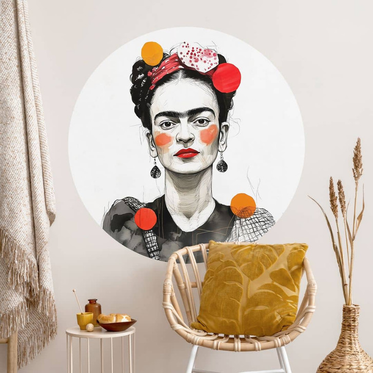 Wandtattoo Frida Kahlo Pop-Art Porträt - Jaszke - Rund - WA460561