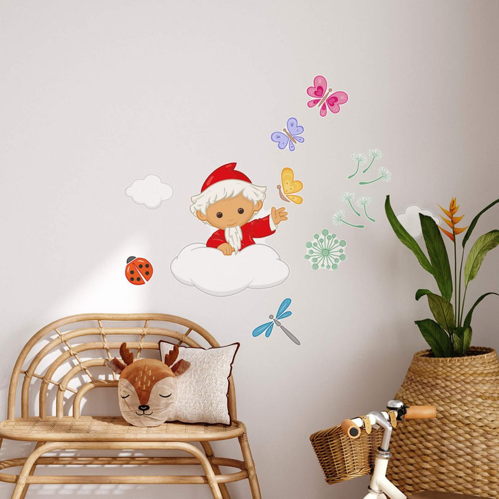 Wandtattoo Unser Sandmännchen - Sandmann auf Wolke im Frühling - 50x70cm - WA390942